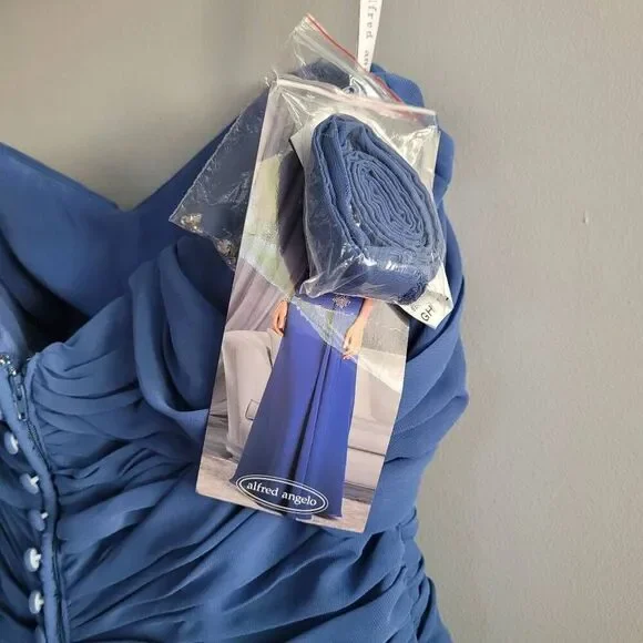NWT Alfred Angelo navy single strap maxi dress sweetheart neckline wedding guest - Picture 6 of 16